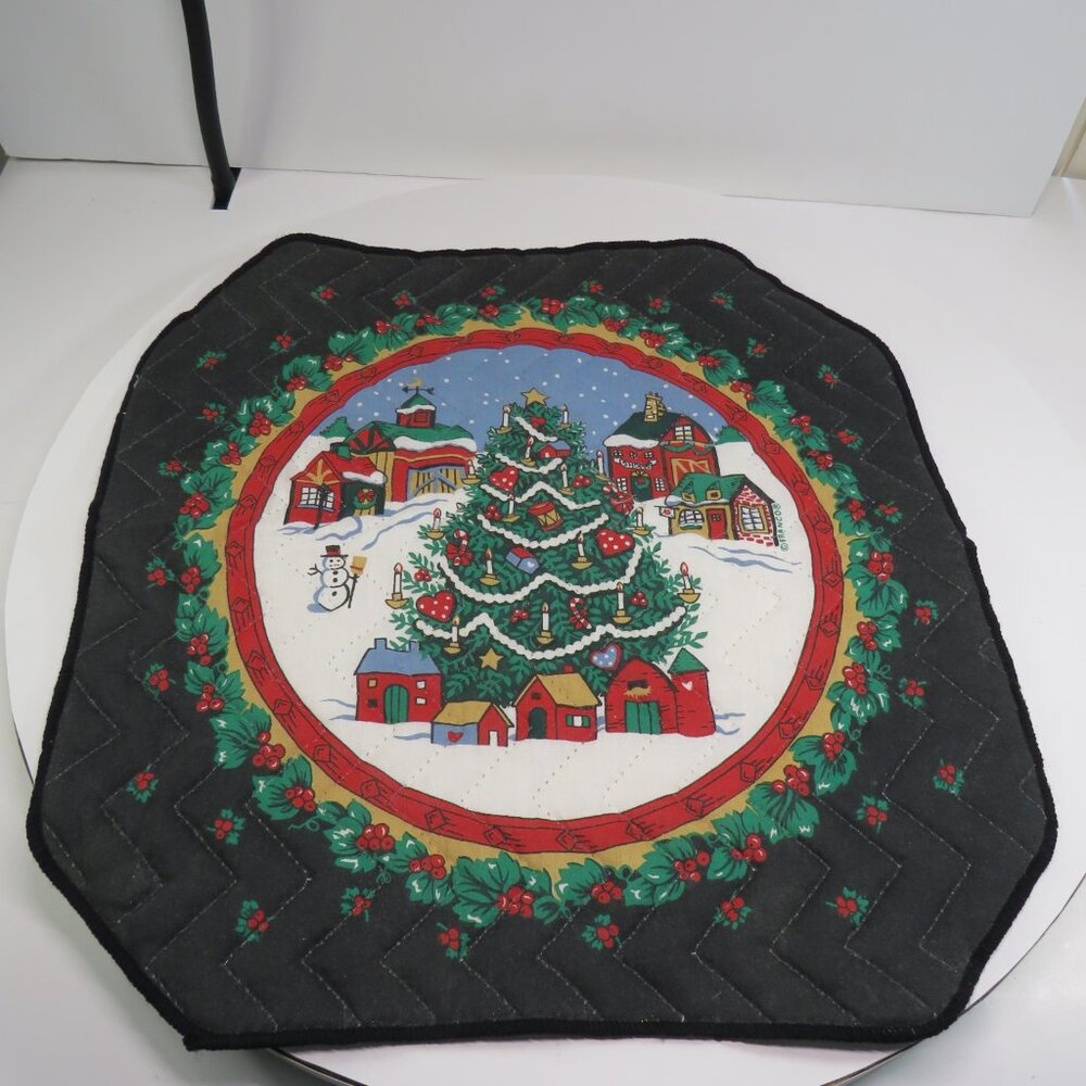 Vintage Farmhouse 80s Franco (2) Placemats Christmas Quilted